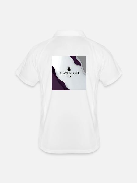 Blackforest Baum Logo Kontrast - Männer Polo atmungsaktiv - Weiß/Navy - Hinten