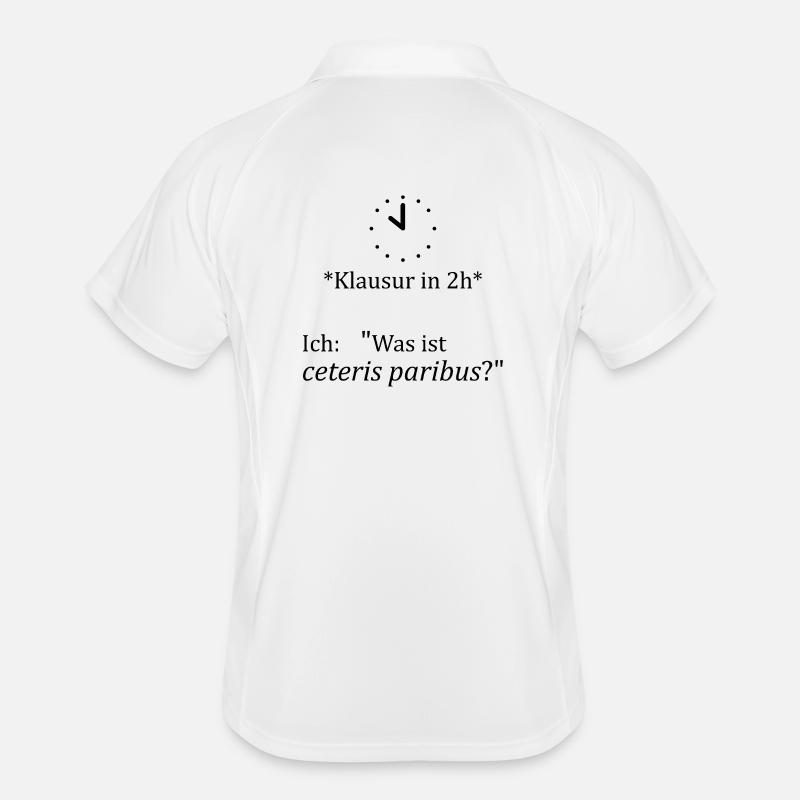 Unispruch "ceteris paribus" Geschenk, Studenten - Männer Polo atmungsaktiv - Weiß/Navy