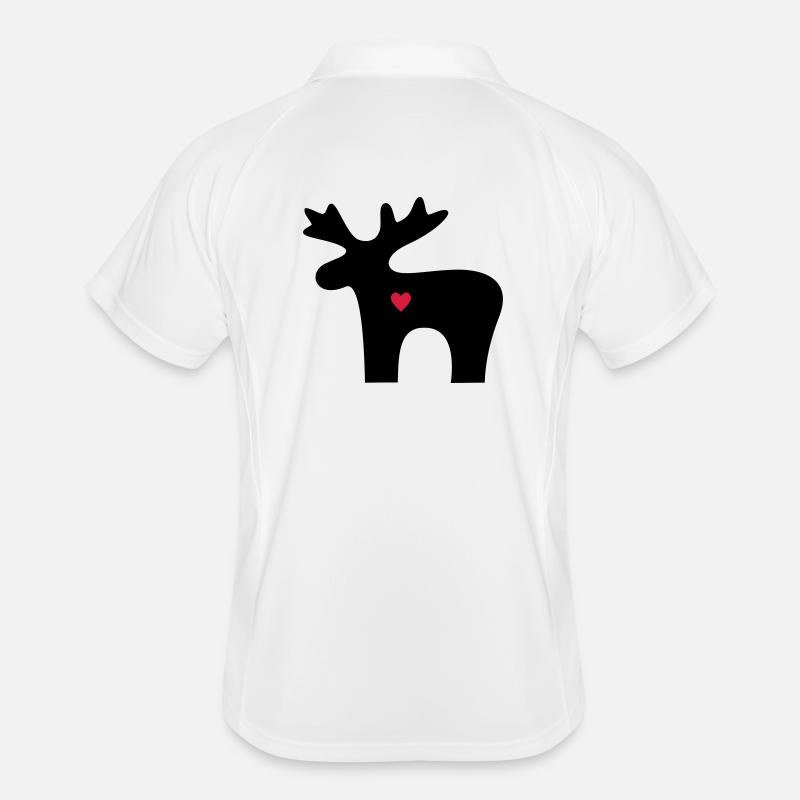 Elch Herz Liebe Silhouette Weihnachten Männer Polo atmungsaktiv