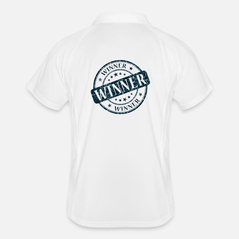 Gewinner, Gewinner, Beste, Gewinner, Beste - Männer Polo atmungsaktiv - Weiß/Navy