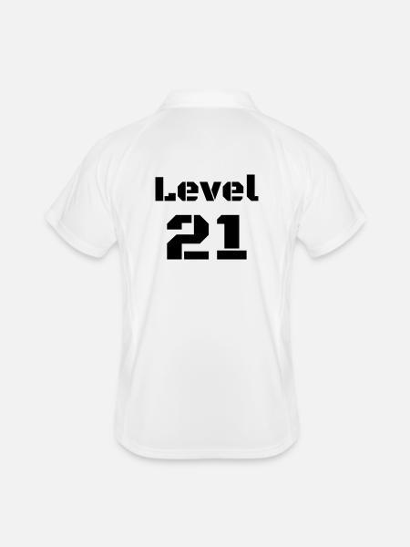 Level 21 - Männer Polo atmungsaktiv - Weiß/Navy - Hinten