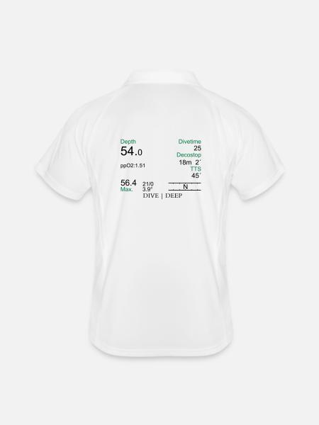 Tauchcomputer - Männer Polo atmungsaktiv - Weiß/Navy - Hinten