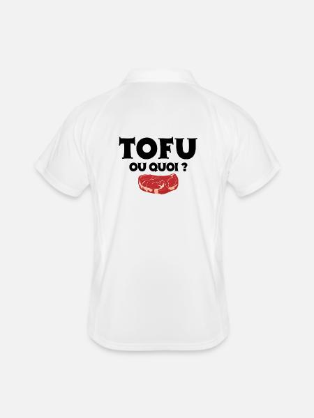 végétarien, végan, tofu - Polo respirant Homme - blanc/marine - Dos