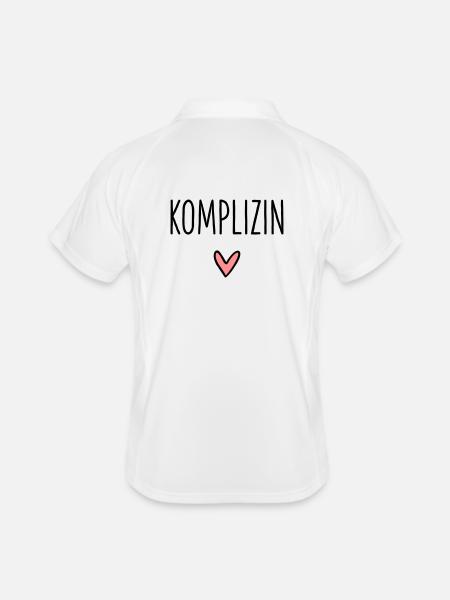 Komplizin Herz Geschenk Freundschaft Liebe - Männer Polo atmungsaktiv - Weiß/Navy - Hinten