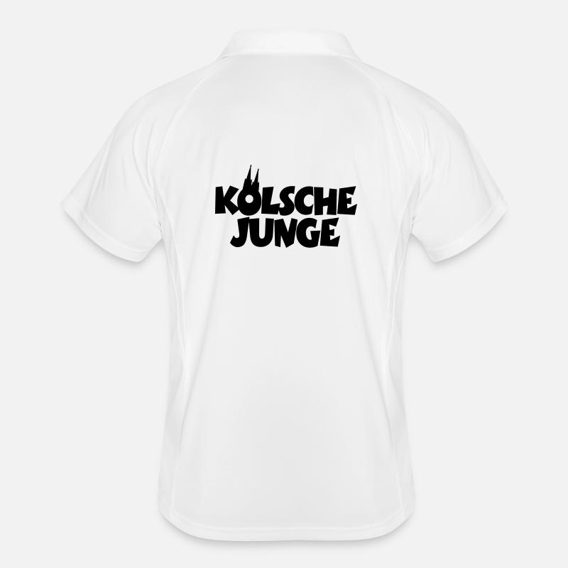Kölsche Junge - Kölner Jungs aus Köln - Männer Polo atmungsaktiv - Weiß/Navy