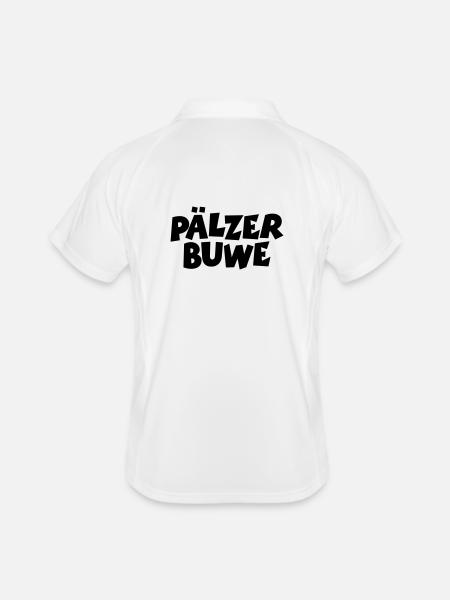 Pälzer Buwe - Pfälzer Jungs aus der Pfalz - Männer Polo atmungsaktiv - Weiß/Navy - Hinten