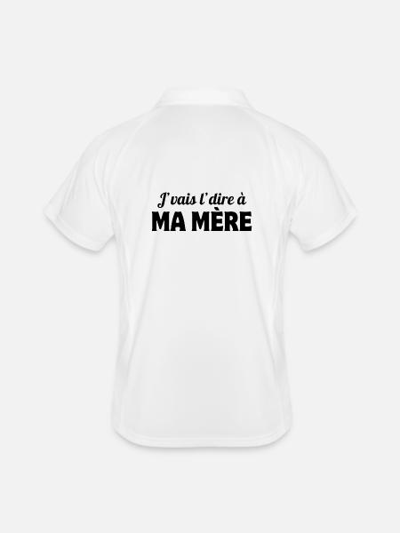 j'vais le dire, mère, maman - Polo respirant Homme - blanc/marine - Dos