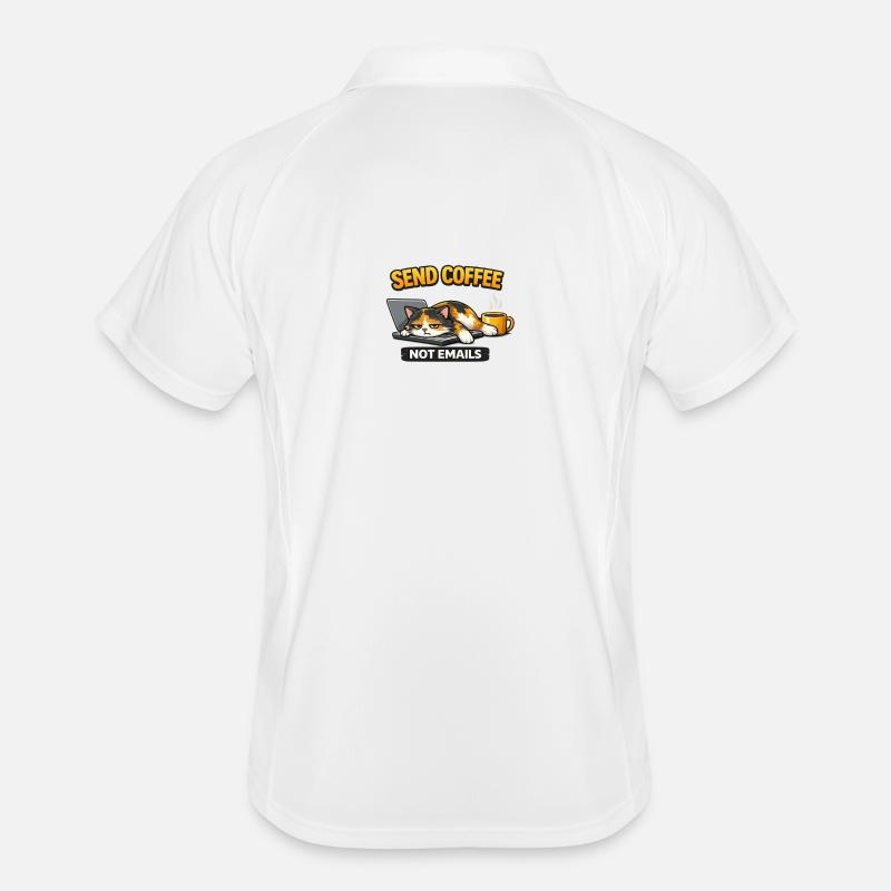 Schreib Kaffee nicht per E-Mail Katze – lustiges Arbeitsshirt Männer Polo atmungsaktiv