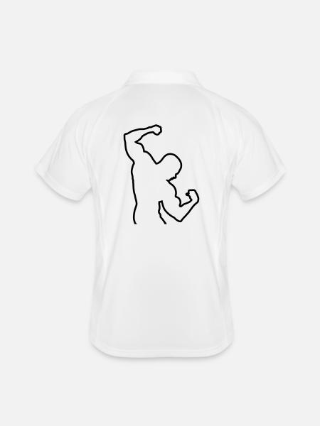 bodybuilding - Polo respirant Homme - blanc/marine