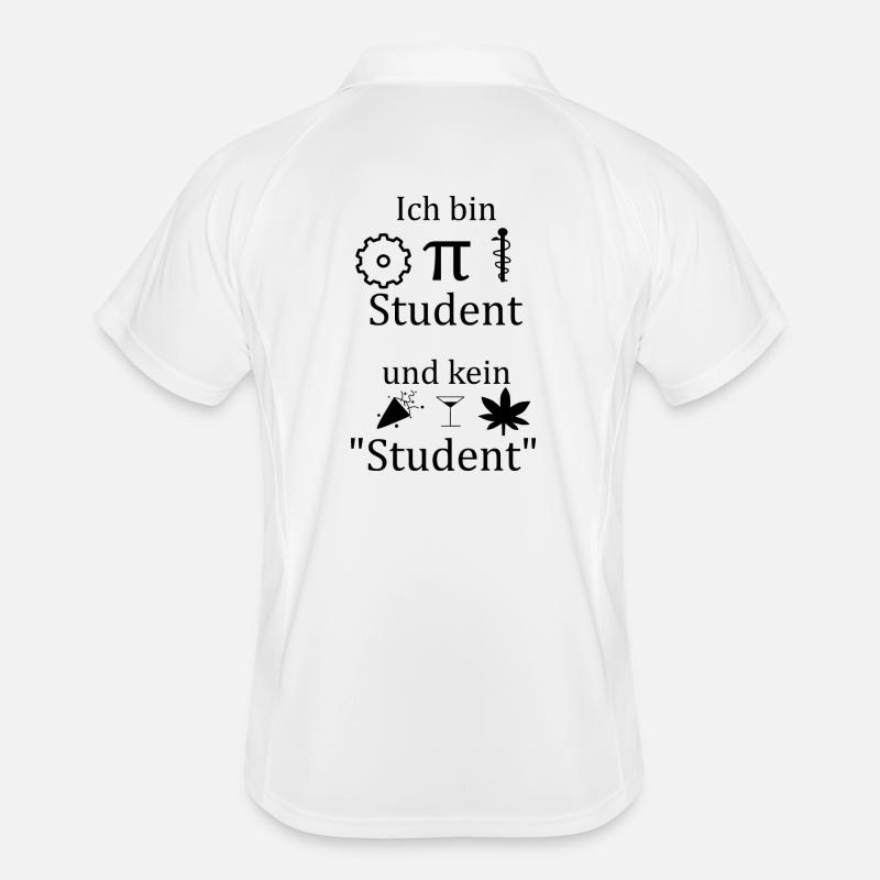 Unispruch "Ich bin MINT Student" Studenten - Männer Polo atmungsaktiv - Weiß/Navy