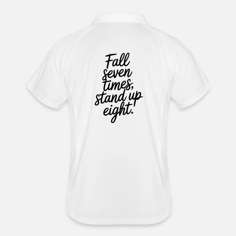 Never give up - Männer Polo atmungsaktiv - Weiß/Navy