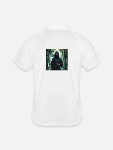 Ninja dans la forêt de bambous - Polo respirant Homme - blanc/marine - Dos