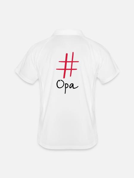 #Opa Hashtag Social Media I Idée cadeau pour grand-père - Polo respirant Homme - blanc/marine - Dos