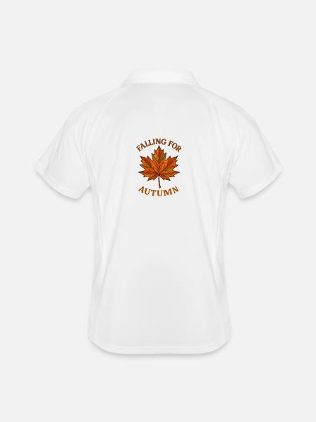 Falling for Autumn - Männer Polo atmungsaktiv - Weiß/Navy