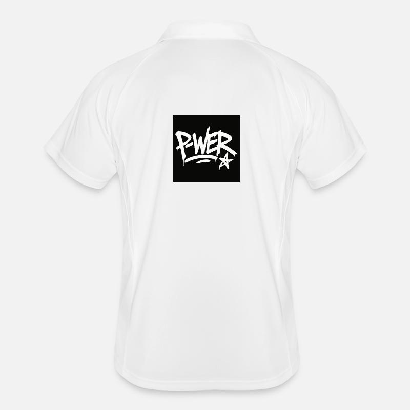 Graffiti Style Power Text Design - Polo respirant Homme - blanc/marine