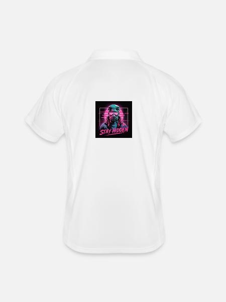 Stay Hidden Neon Mask - Männer Polo atmungsaktiv - Weiß/Navy - Hinten
