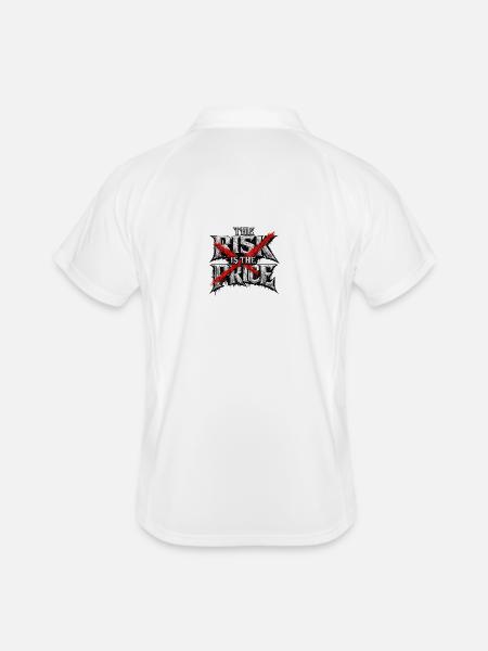 Cross Risk: Rebellious Red X - Männer Polo atmungsaktiv - Weiß/Navy - Hinten