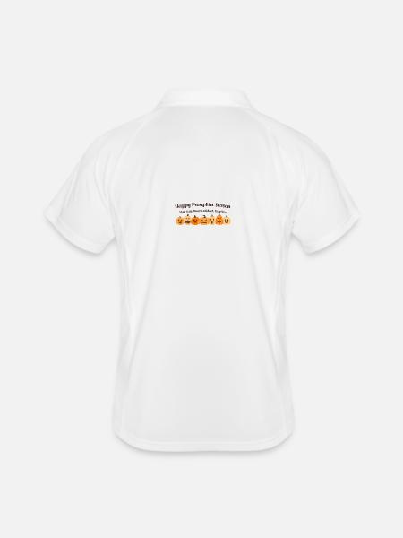 Kürbissaison Illustration - Happy Pumpkin Season - Männer Polo atmungsaktiv - Weiß/Navy - Hinten