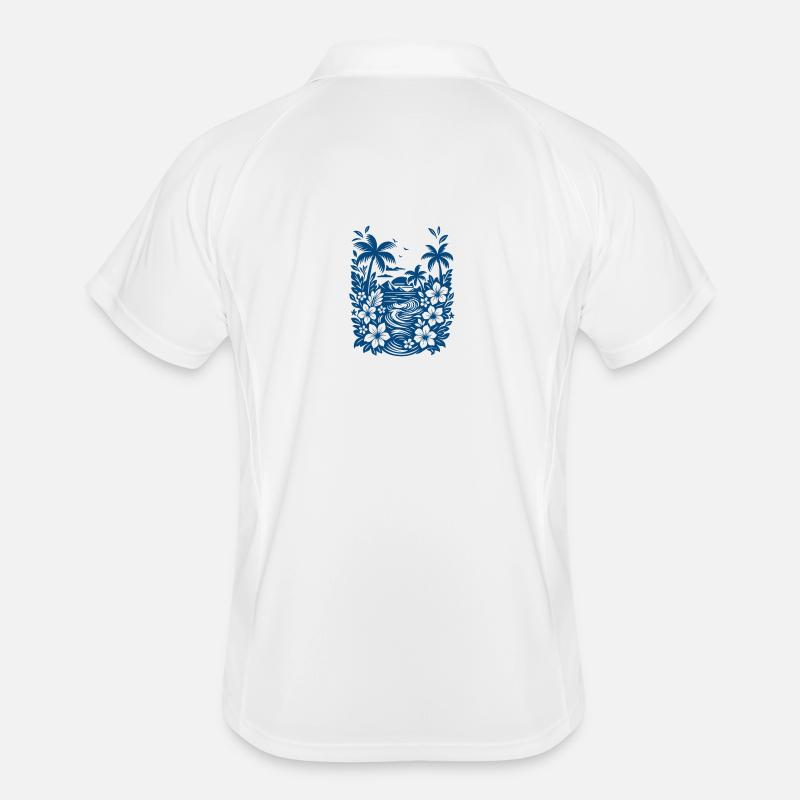 Beach Blue - Männer Polo atmungsaktiv - Weiß/Navy