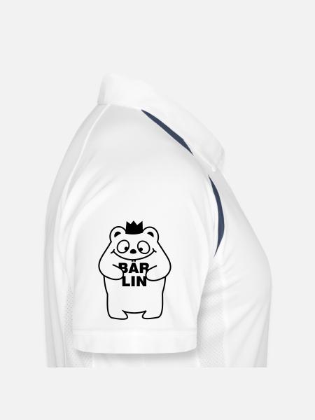 Berliner Bär - Männer Polo atmungsaktiv - Weiß/Navy - Rechts