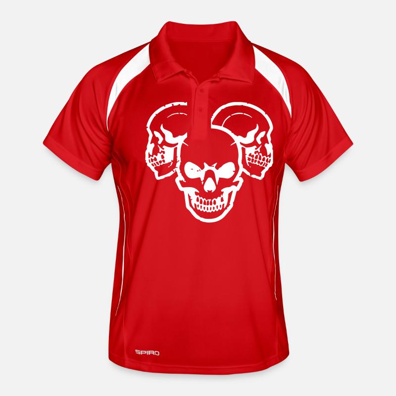 Three Grinning Vector Skull Men's Polo breathable