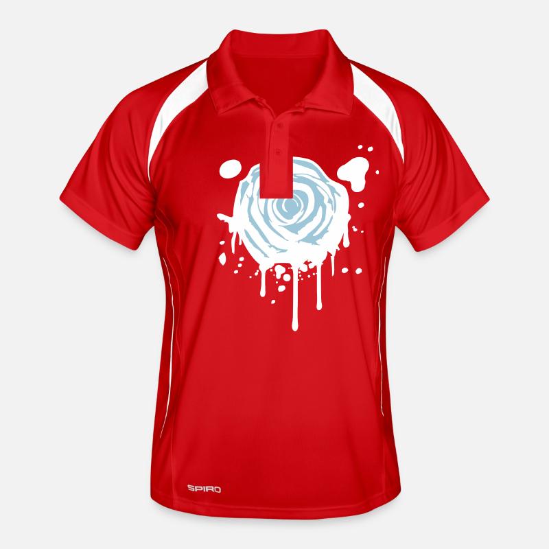 fleur de rose graffiti goutte rose romantique Polo respirant Homme