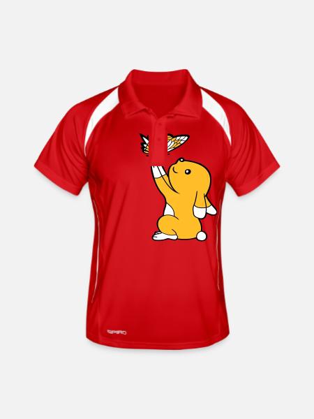 Lapin papillon amis tenant assez belle mignonne - Polo respirant Homme - rouge/blanc - Devant