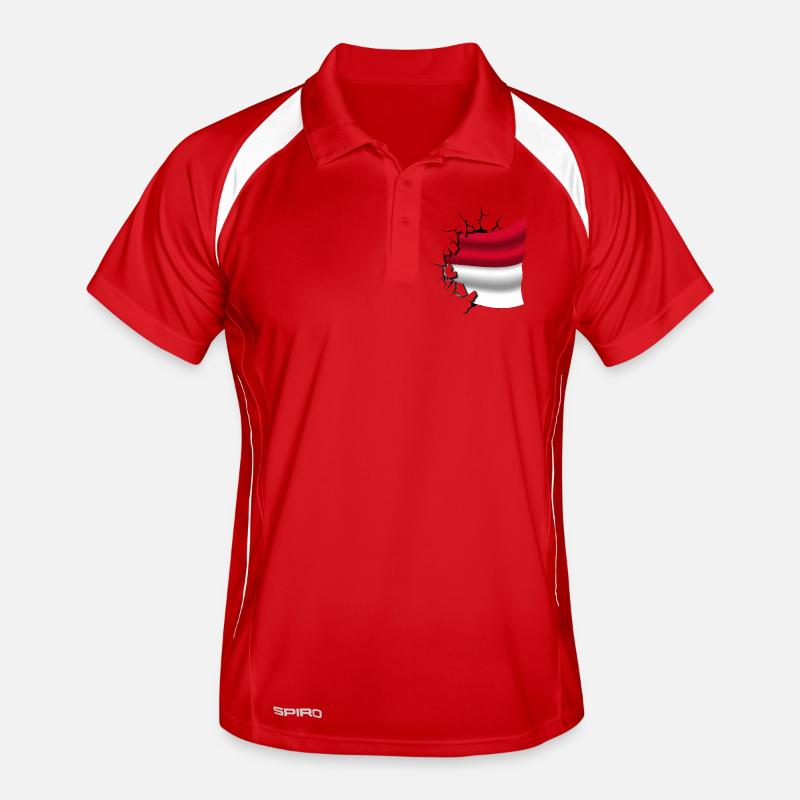 Drapeau de l’Indonésie - Indonésie - Drapeau cassé Polo respirant Homme