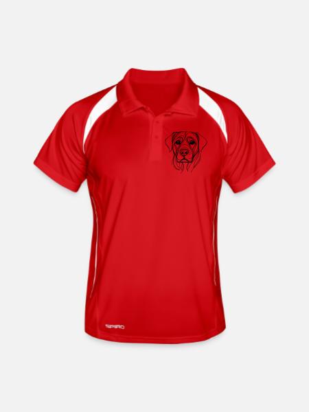 Dog_line_art_1 - Männer Polo atmungsaktiv - Rot/Weiß