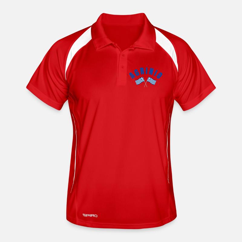 Agrinio en arc avec drapeaux grecs Polo respirant Homme
