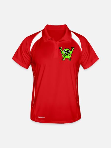 Frosch Kröte cool Sonnenbrille Victory Peace Hände - Männer Polo atmungsaktiv - Rot/Weiß - Vorne