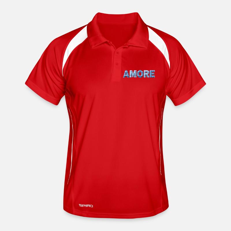 Amore Eisblau Schriftzug Patchwork Trend Männer Polo atmungsaktiv