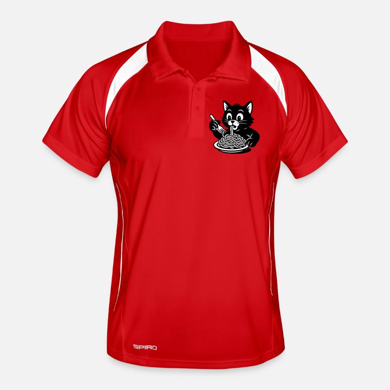 Cat Eats Spaghetti Meme Men's Polo breathable