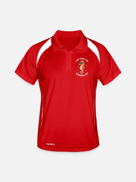 Seepferdchen Spruch Lustiges Seepferdchen Geschenk - Männer Polo atmungsaktiv - Rot/Weiß - Vorne