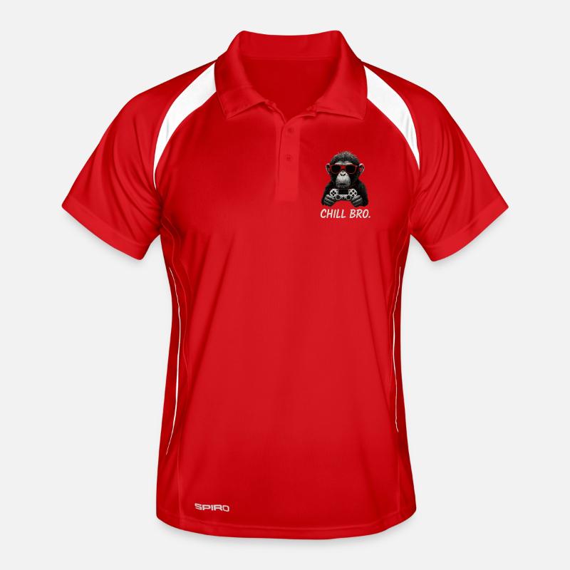 Gamer Monkey with Controller & Sunglasses Chill Bro Men's Polo breathable
