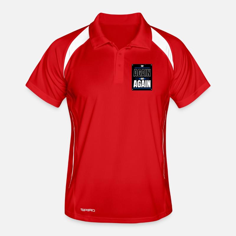 Versuchen Sie es nochmal - Männer Polo atmungsaktiv - Rot/Weiß