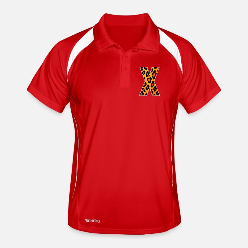 Leopard X Muster - Männer Polo atmungsaktiv - Rot/Weiß