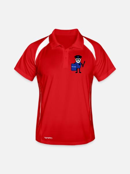 Policeman avec matraque - Polo respirant Homme - rouge/blanc - Devant
