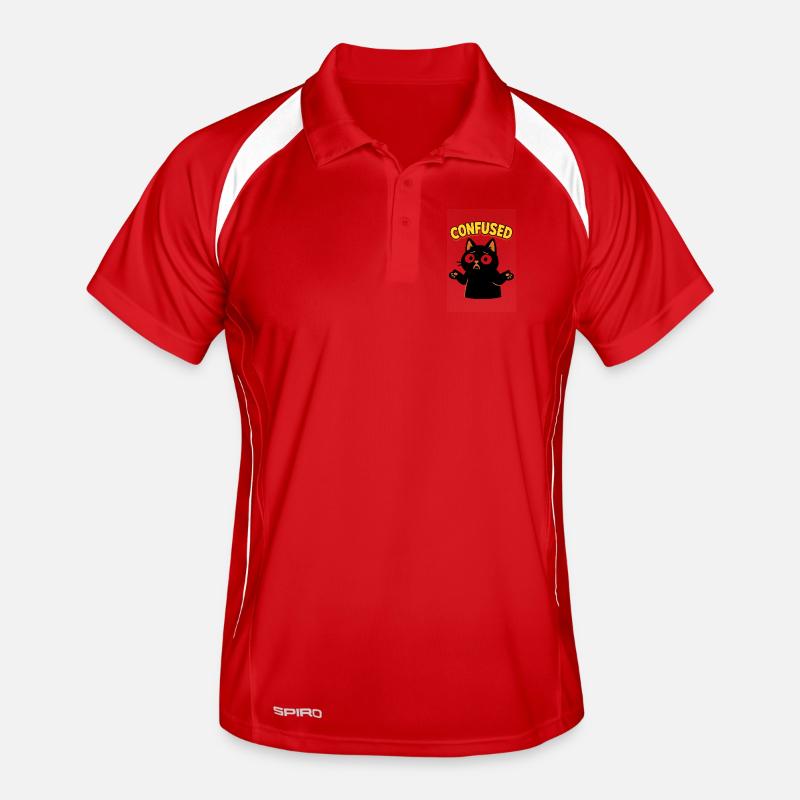 Confused Cat: Disoriented Comic Illustration - Men's Polo breathable - red/white