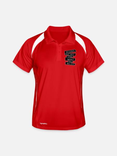 La science se moque de ce que vous croyez Logo des faits - Polo respirant Homme - rouge/blanc - Devant
