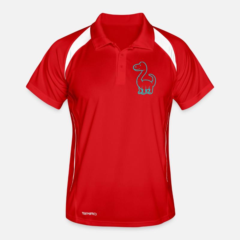Turquoise Dino Line Drawing for Kids Men's Polo breathable