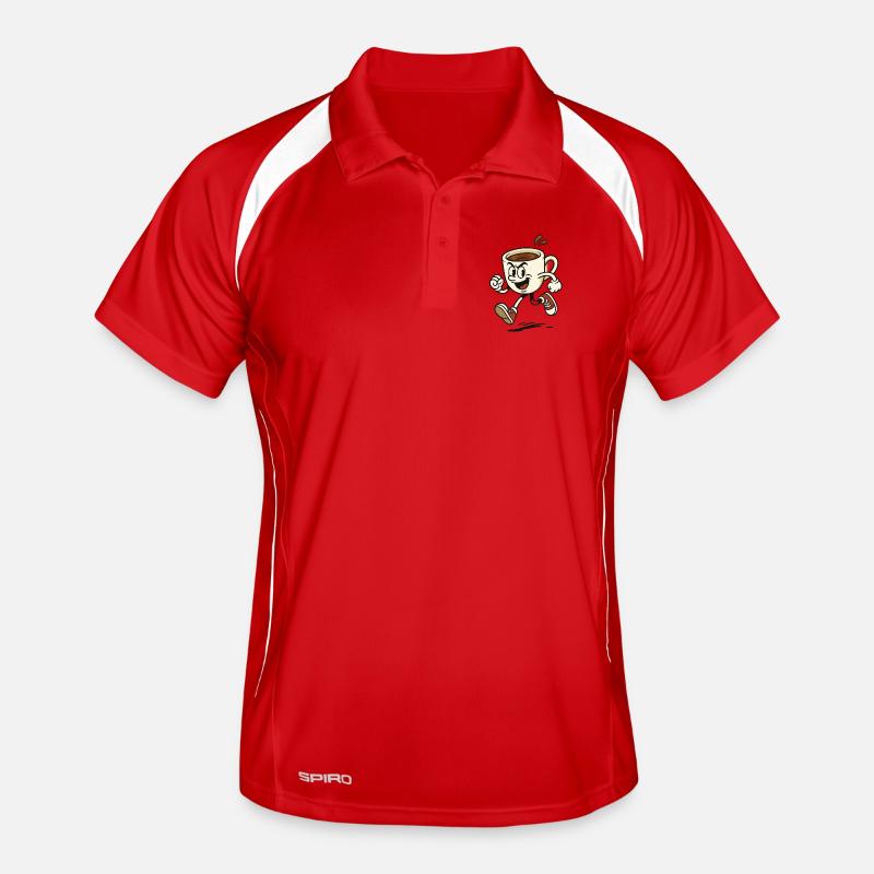 Vibrant Coffee Mug Running Design Men's Polo breathable