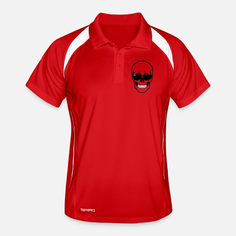 Line skull Spike black contrast with smile Men's Polo breathable