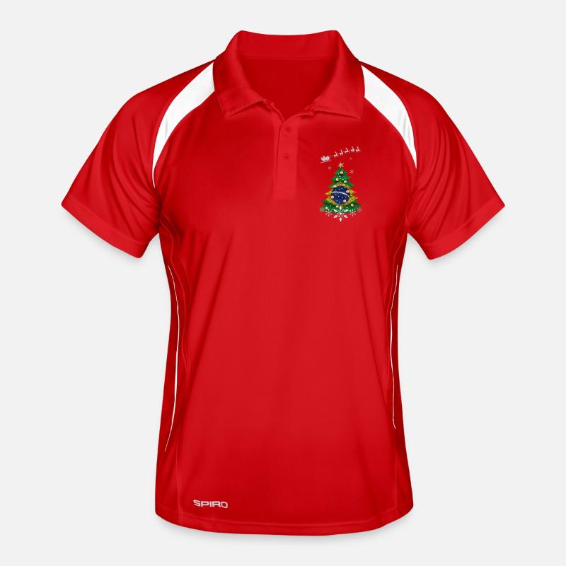 Sapin de Noël avec drapeau du Brésil Polo respirant Homme