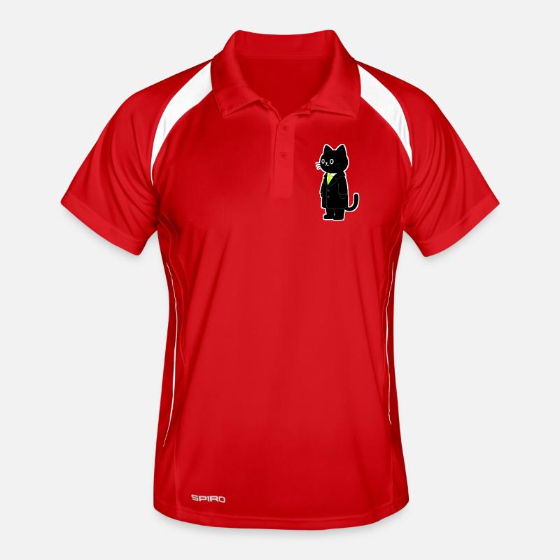 Chat de dessin animé en costume avec cravate vert fluo Polo respirant Homme