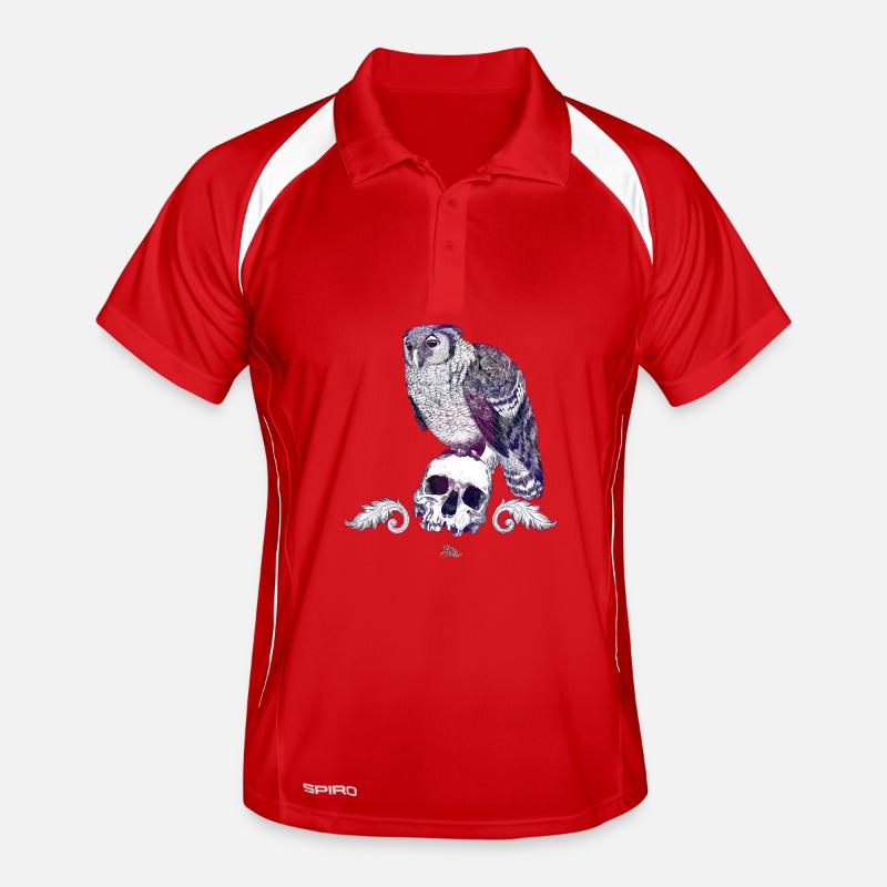Eurasian Eagle Owl and Skull with Ornaments Men's Polo breathable