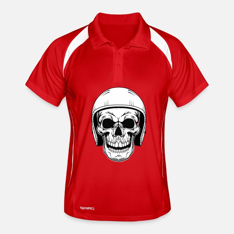 BIKER SCHÄDEL - Männer Polo atmungsaktiv - Rot/Weiß