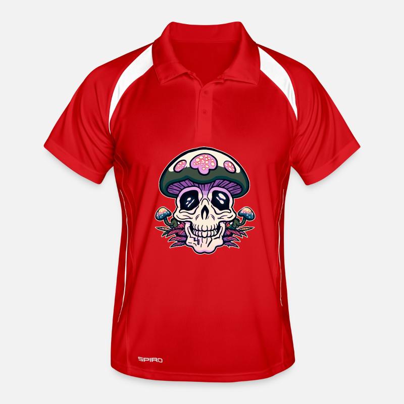 Motif de crâne et champignons Polo respirant Homme
