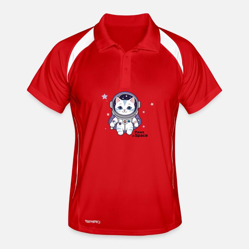 Astronaut Cat Space Cat Design Polo respirant Homme