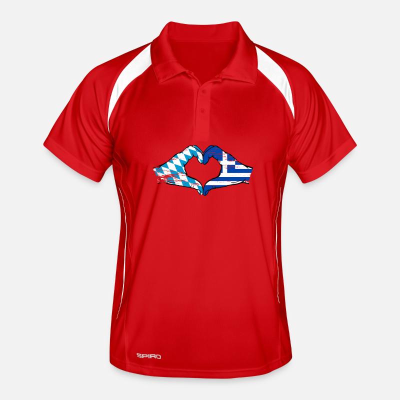 Bavière, Grèce, Drapeau, Mains, Coeur, Forme Utilisé Polo respirant Homme